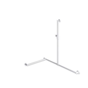 Hewi System 900 shower handrail 900.35M30560VH 1250 x 1185 x 765 mm, stainless steel powder-coated white deep matt, left