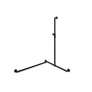 Hewi System 900 shower handrail 900.35M30760CV 1250 x 765 x 965 mm, stainless steel powder-coated black deep matt, left