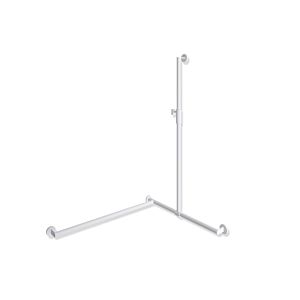 Hewi System 900 shower handrail 900.35M30760VH 1250 x 765 x 965 mm, stainless steel powder-coated white deep matt, left