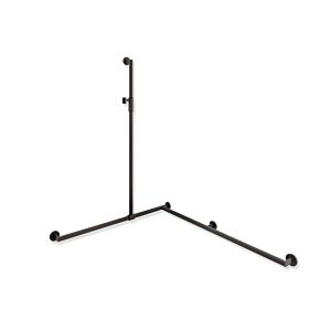Hewi System 900 shower handrail 900.35M30860ER 1250 x 965 x 1185 mm, stainless steel powder-coated dark grey deep matt, right