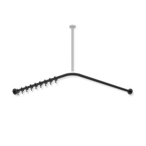 Hewi System 900 rideaux match0 900.34.10160DC 887 x 887 mm, 18 anneaux de rideau, Inox revêtement par poudre noir profond mat