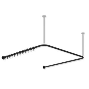 Hewi System 900 Vorhangstange 900.34.30160DC 1187 x 1175 x 1187 mm, 34 Vorhangringe, Edelstahl pulverbeschichtet schwarz tiefmatt