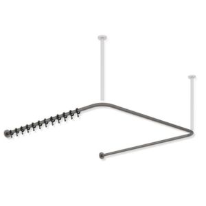 Hewi System 900 curtain rod 900.34.30160SC 1187 x 1175 x 1187 mm, 34 curtain rings, Stainless Steel powder-coated dark gray, pearl mica deep matt