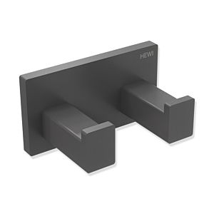 Hewi System 900 Q double hook 900Q90.00260SC powder-coated dark gray pearl mica deep matt, made of stainless steel, 75x40x44mm