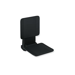 Hewi System 900 Einhängesitz 900.51.10060CV 350 x 533 x 526 mm, Edelstahl pulverbeschichtet schwarz matt, matt schwarzer Kunststoff