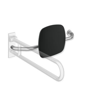Hewi 805 backrest 805.51.927R90 Stainless Steel , handle on the right, rosette on the left, deep black