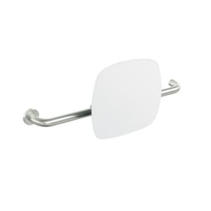 Hewi 805 Rückenstütze 805.51.926L98 Edelstahl, Griff links, Rosette rechts, signalweiß