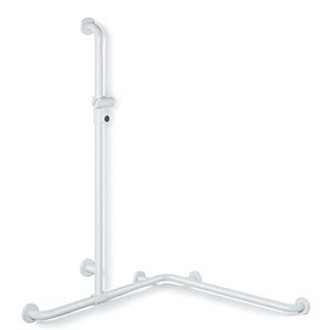 Hewi 801 main courante de douche 801.35.34098 762/762 x 1250 mm, blanc de sécurité, avec barre de support de douche