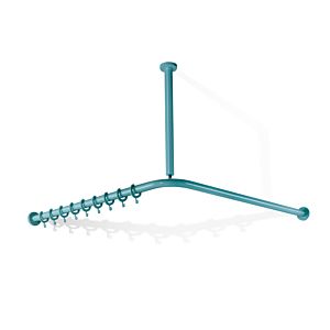 Hewi 801 tringle à rideaux 801.34.146155 900 x 900 mm, 18 anneaux à rideaux, bleu aqua