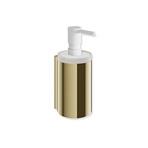 Hewi System 162 Soap Dispenser with Holder 162.06.11570CK  Wall Mounted, Satin Crystal Glass / Stainless Steel, Polished Brass