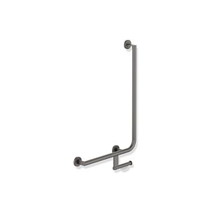 Hewi System 900 poignée angulaire 900.22.14460SC Inox revêtement par poudre gris foncé perle mica profond mat, 750 x 500 mm, version gauche