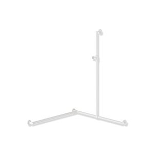 Hewi System 900 Edelstahl-Duschhandlauf 900.35.30460AS 1250 x 965 x 965 mm, pulverbeschichtet weiß tiefmatt, Halter Polyamid weiß matt, links