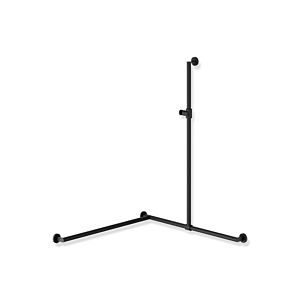 Hewi System 900 Edelstahl-Duschhandlauf 900.35.30460CV 1250 x 965 x 965 mm, pulverbeschichtet schwarz tiefmatt, Halter Polyamid schwarz matt, links