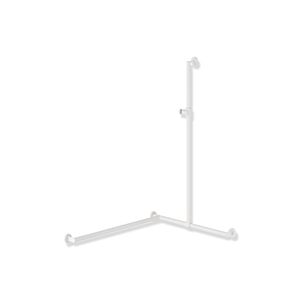 Hewi System 900 Edelstahl-Duschhandlauf 900.35.30760AS 1250 x 765 x 965 mm, pulverbeschichtet weiß tiefmatt, Halter Polyamid weiß matt, links