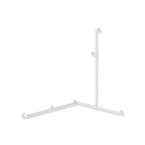 Hewi System 900 Edelstahl-Duschhandlauf 900.35.30960AS 1250 x 965 x 1185 mm, pulverbeschichtet weiß tiefmatt, Halter Polyamid weiß matt, links