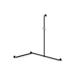 Hewi main courante de System 900 match0 900.35.33560JK 1250 x 1185 x 765 mm, revêtement par poudre noir mat profond / chrome, version gauche