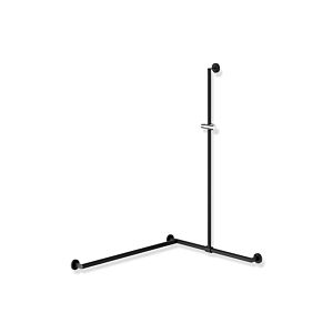 Hewi main courante de System 900 match0 900.35.33760JK 1250 x 765 x 965 mm, revêtement par poudre noir mat profond / chrome, version gauche