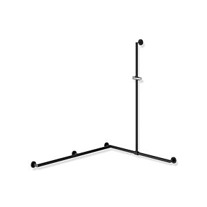 Hewi main courante de System 900 match0 900.35.33960JK 1250 x 965 x 1185 mm, revêtement par poudre noir mat profond / chrome, version gauche