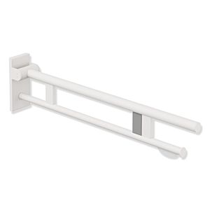 Hewi System 900 support rail 900.50.11660DX projection 850 mm, Stainless Steel powder-coated white deep matt, right, WC paper holder / radio flush trigger