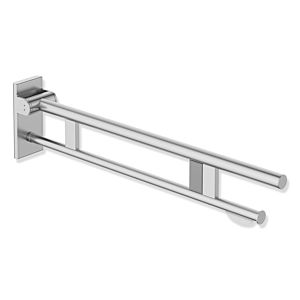 Hewi System 900 support rail 900.50.116XA projection 850 mm, Stainless Steel ground matt, right, WC paper holder / radio flush trigger
