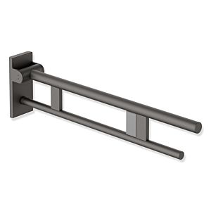 Hewi System 900 bras support de projection 900.50.12360SC 750 mm, Inox poudre revêtue de mica perlé gris foncé mat profond, à droite, la libération de chasse d&#39; eau de radio