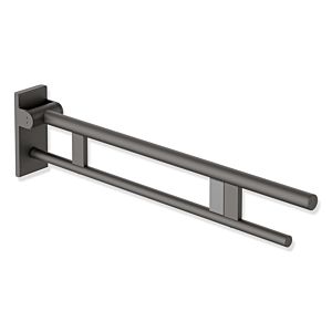 Hewi System 900 Mobiler Stützklappgriff 900.50.42460SC Ausladung 850 mm, Edelstahl pulverbeschichtet dunkelgrau perlglimmer tiefmatt, rechts, Spülauslösung Funk