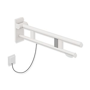 Hewi System 900 Stützklappgriff 900.50.13060DX Ausladung 700 mm, Edelstahl pulverbeschichtet weiß tiefmatt, rechts
