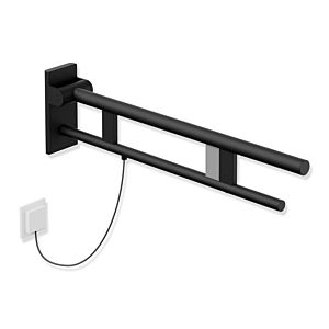 Hewi System 900 support bar 900.50.14760DC projection 750 mm, Stainless Steel powder-coated black deep matt, right, E-flush version