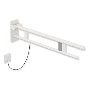 Hewi System 900 bras de support 900.50.14860DX projection 850 mm, Inox revêtement par poudre blanc mat profond, à droite, la version E-ras