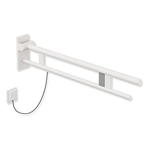 Hewi System 900 bras de support 900.50.14960DX projection 900 mm, Inox revêtement par poudre blanc mat profond, à droite, la version E-ras