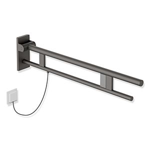 Hewi System 900 support rail 900.50.14960SC projection 900 mm, Stainless Steel powder-coated dark gray pearl mica deep matt, right, E-flush version