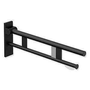 Hewi System 900 support bar 900.50.17160DC projection 700 mm, Stainless Steel powder-coated black deep matt, right, WC paper holder / radio flush trigger