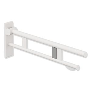 Hewi System 900 support rail 900.50.17160DX projection 700 mm, Stainless Steel powder-coated white deep matt, right, WC paper holder / radio flush trigger