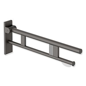 Hewi System 900 support rail 900.50.17160SC projection 700 mm, Stainless Steel powder-coated dark gray pearl mica deep matt, right, WC paper holder / radio flush trigger