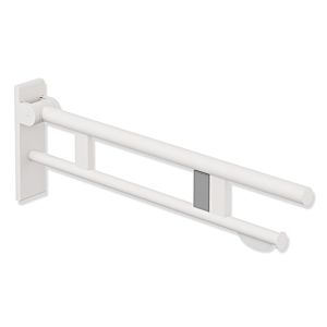 Hewi System 900 support bar 900.50.17260DX projection 750 mm, Stainless Steel powder-coated white deep matt, right, WC paper holder / radio flush trigger