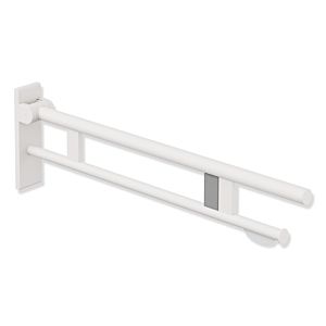 Hewi System 900 support bar 900.50.17360DX projection 850 mm, Stainless Steel powder-coated white deep matt, right, WC paper holder / radio flush trigger