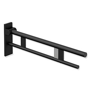 Hewi System 900 Stützklappgriff 900.50.18060DC Ausladung 750 mm, Edelstahl pulverbeschichtet schwarz tiefmatt, rechts, Funk-Spülauslösung