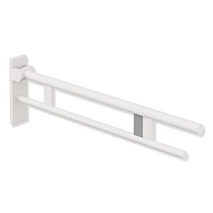 Hewi System 900 Stützklappgriff 900.50.18160DX Ausladung 850 mm, Edelstahl pulverbeschichtet weiß tiefmatt, rechts, Funk-Spülauslösung