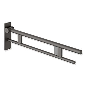 Hewi System 900 Stützklappgriff 900.50.18160SC Ausladung 850 mm, Edelstahl pulverbeschichtet dunkelgrau perlglimmer tiefmatt, rechts, Funk-Spülauslösung