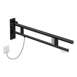 Hewi System 900 Stützklappgriff 900.50.19860DC Ausladung 900 mm, Edelstahl pulverbeschichtet schwarz tiefmatt, rechts