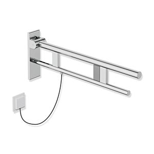Hewi System 900 Stützklappgriff 900.50.20340 Ausladung 700 mm, Edelstahl verchromt, rechts, E-Spülauslösung