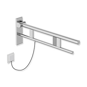Hewi System 900 Stützklappgriff 900.50.203XA Ausladung 700 mm, Edelstahl matt geschliffen, rechts, E-Spülauslösung