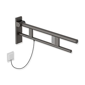 Hewi System 900 Stützklappgriff 900.50.21160SC Ausladung 700 mm, Edelstahl pulverbeschichtet dunkelgrau perlglimmer tiefmatt, rechts