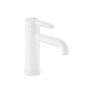 Robinet mitigeur de lavabo monocommande Hewi AQ477 AQ1.12M11260DX, saillie 130 mm, sans bonde, finition blanc mat profond thermolaqué