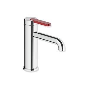 Mitigeur lavabo monocommande Hewi AQ477 AQ1.12M1134033, saillie 130 mm, sans bonde, poignée colorée, chrome/rouge rubis
