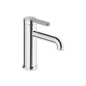 Hewi AQ477 single-lever basin mixer tap AQ1.12M1134095, 130 mm projection, without waste fitting, colored handle, chrome / rock grey