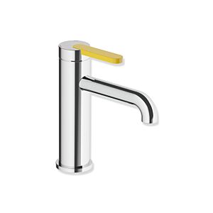Robinet de lavabo Hewi AQ477 AQ1.12M1134018 sans bonde, chromé, poignée jaune moutarde
