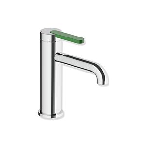 Robinet de lavabo Hewi AQ477 AQ1.12M1134072 sans bonde, chromé, poignée vert clair