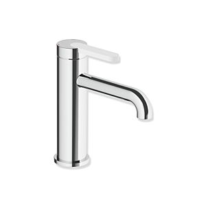 Hewi AQ477 single-lever basin mixer tap AQ1.12M1134098, 130 mm projection, without waste fitting, colored handle, chrome/signal white