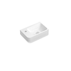 Hewi hand basin 950.11.012 400 x 250 mm, tap on the left, without overflow, 1 tap hole, alpine white